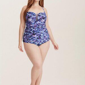 Torrid Wireless Lattice Front Fitted Tankini Top Sz 2 (18-20)